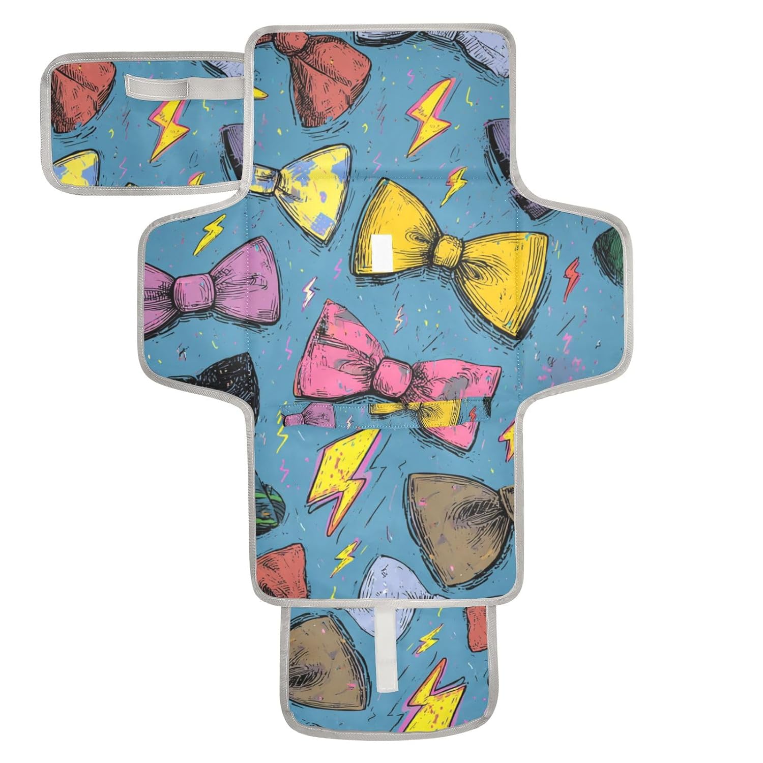 Cartoon Cute Colorful Bow Blue Reusable Changing pad Portable with Tissue Pocket Portable Changing pad for Baby for Newborns Girl & Boy cambiadores de pa?ales para Bebes