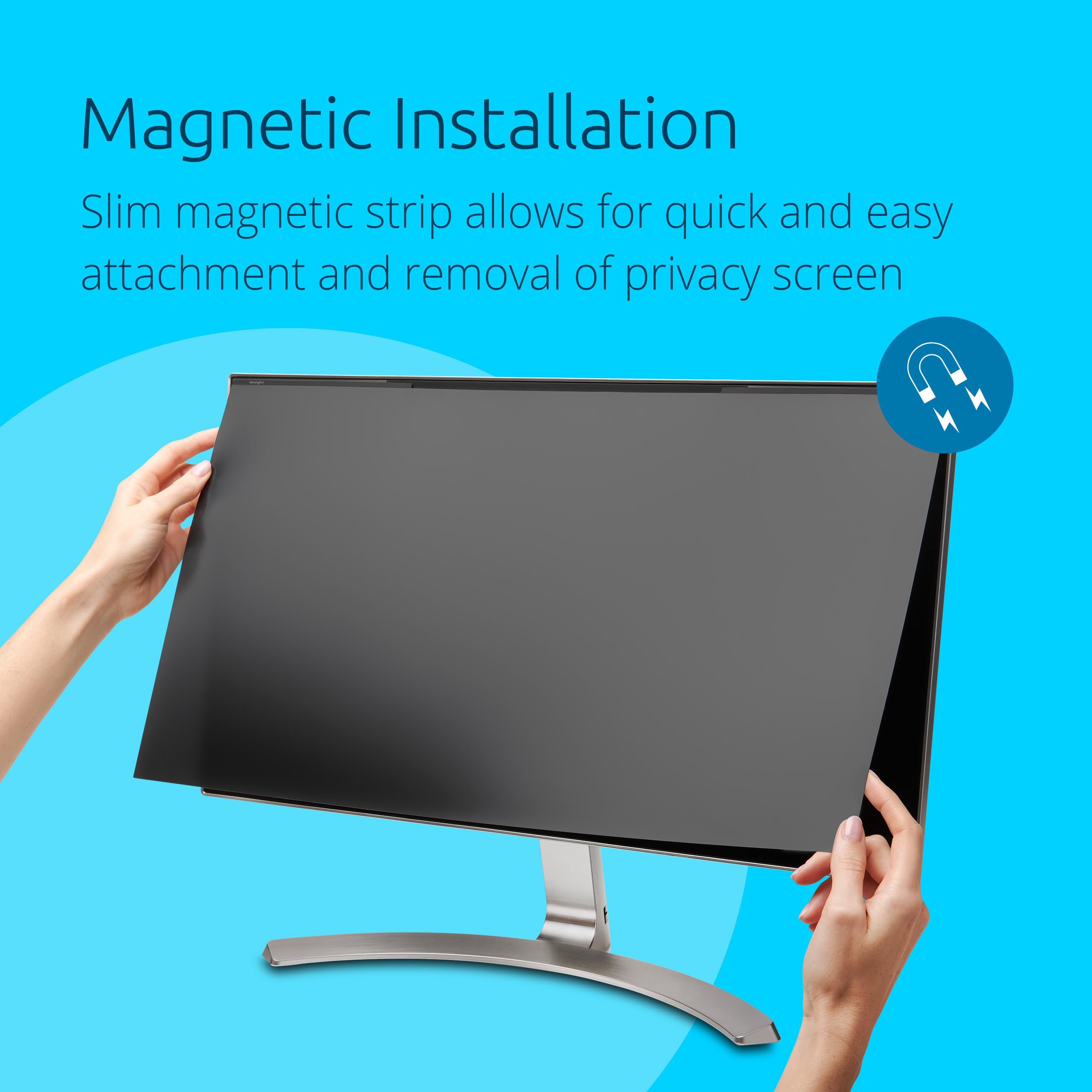 Kensington MagPro - Filtro de privacidad con fijación magnética para monitores de sobremesa de 23", Filtro extraíble 16:9, antiluz Azul, antirreflejos, para monitores de Bisel Delgado, K55422WW