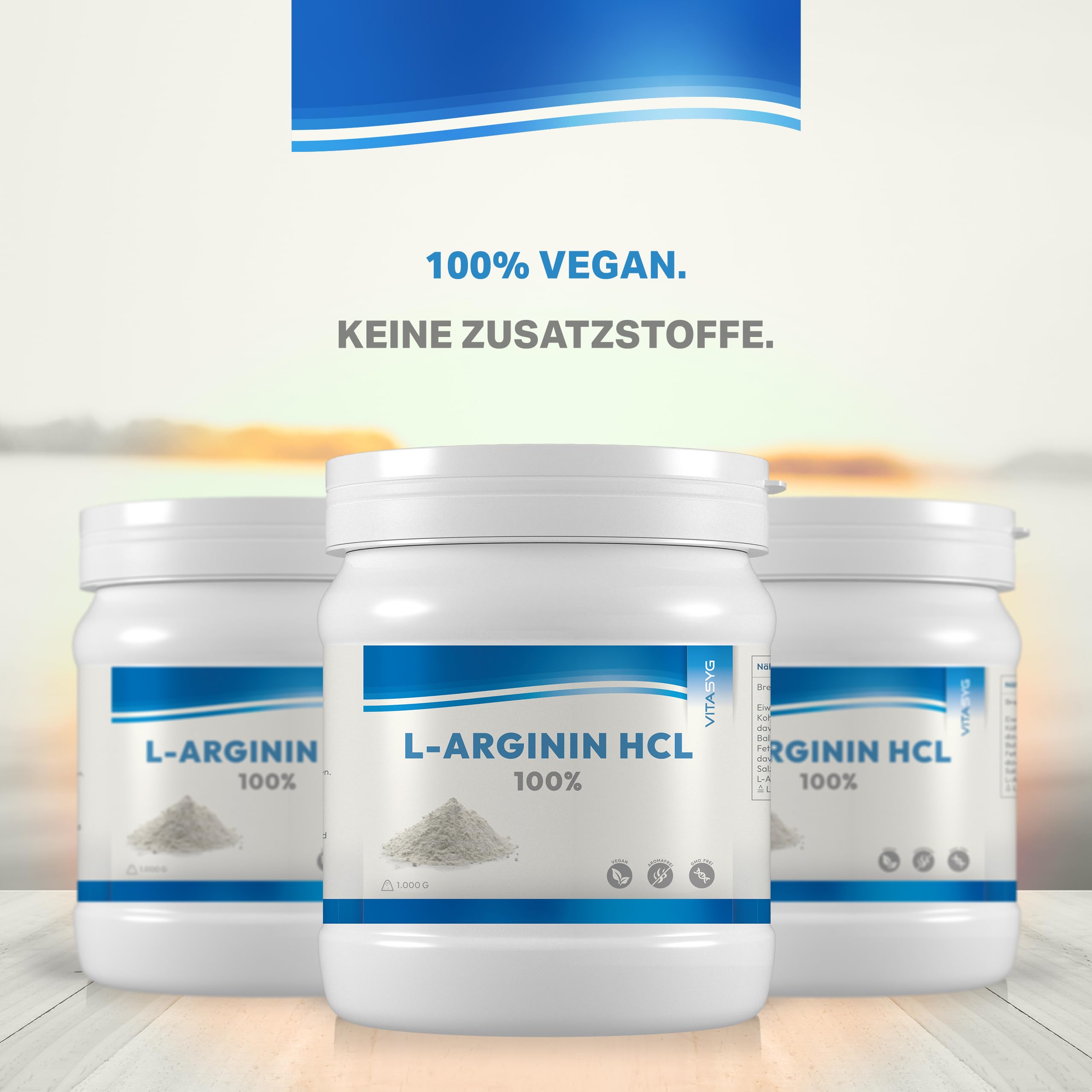 L-Arginin HCL Pulver 1000g - 1kg - Premium L-Arginn HCL ohne Zusätze - vegan