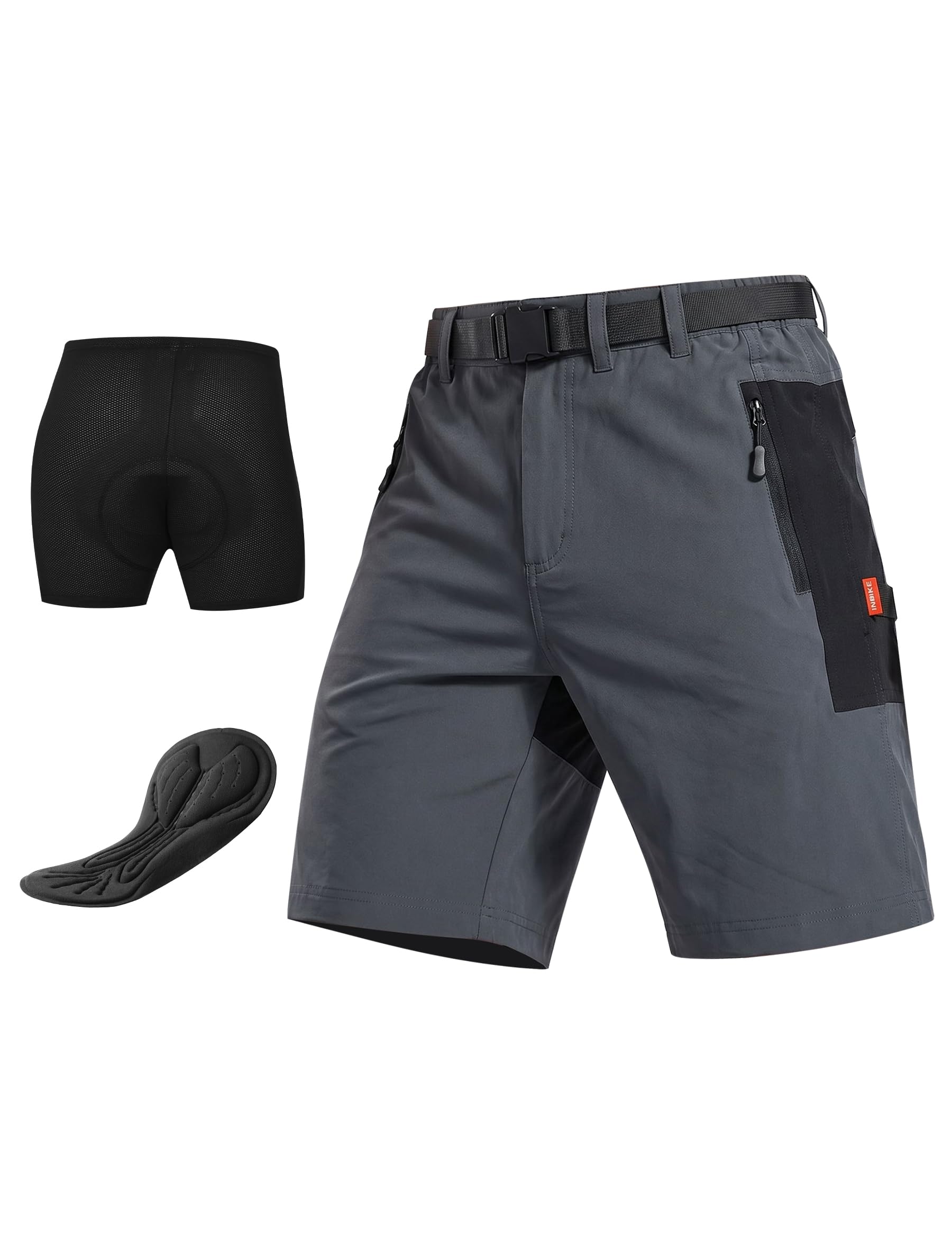 INBIKE Short VTT Homme Cycliste Padded Gel Pantalon Baggy Cyclisme Respirant CS106
