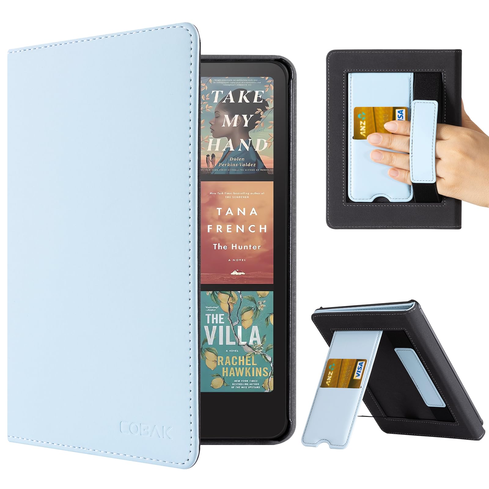 CoBak Case with Stand for Ebook Readers - Durable PU Leather Cover with Auto Sleep Wake, Card Slot, Hand Strap Feature Kindle Paperwhite case