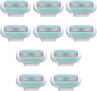 10 Pcs Venus Snap Razor Refill Blades, Travel Refill Blades, Heads Compatible with Venus Women s Razor, 3-Layer Blades for Smooth Shaving, Easy Replacement Heads for Women Blue