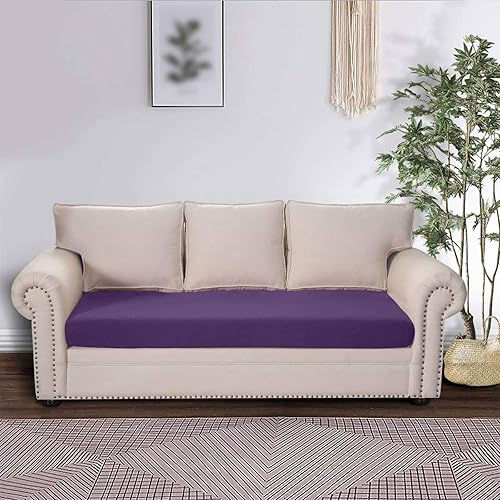 Miniatura 4 de MBROS Funda de cojín elástica para sofá de 2 cojines, protector de muebles de 1 pieza, funda de cojín para sofá, funda de cojín, color morado, grande
