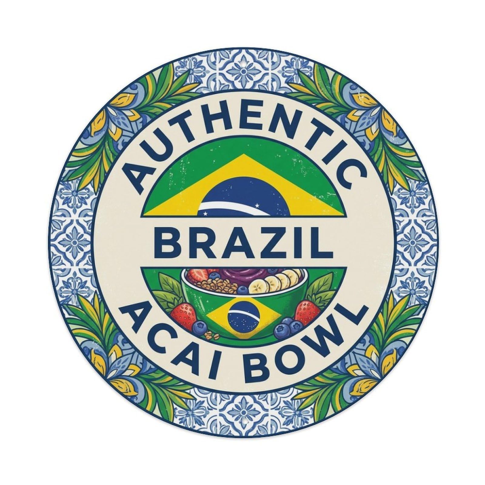 Olhnbad Style Brazil Acai Bowl Travel Fruit Dessert Cuisine Metal Tin Sign