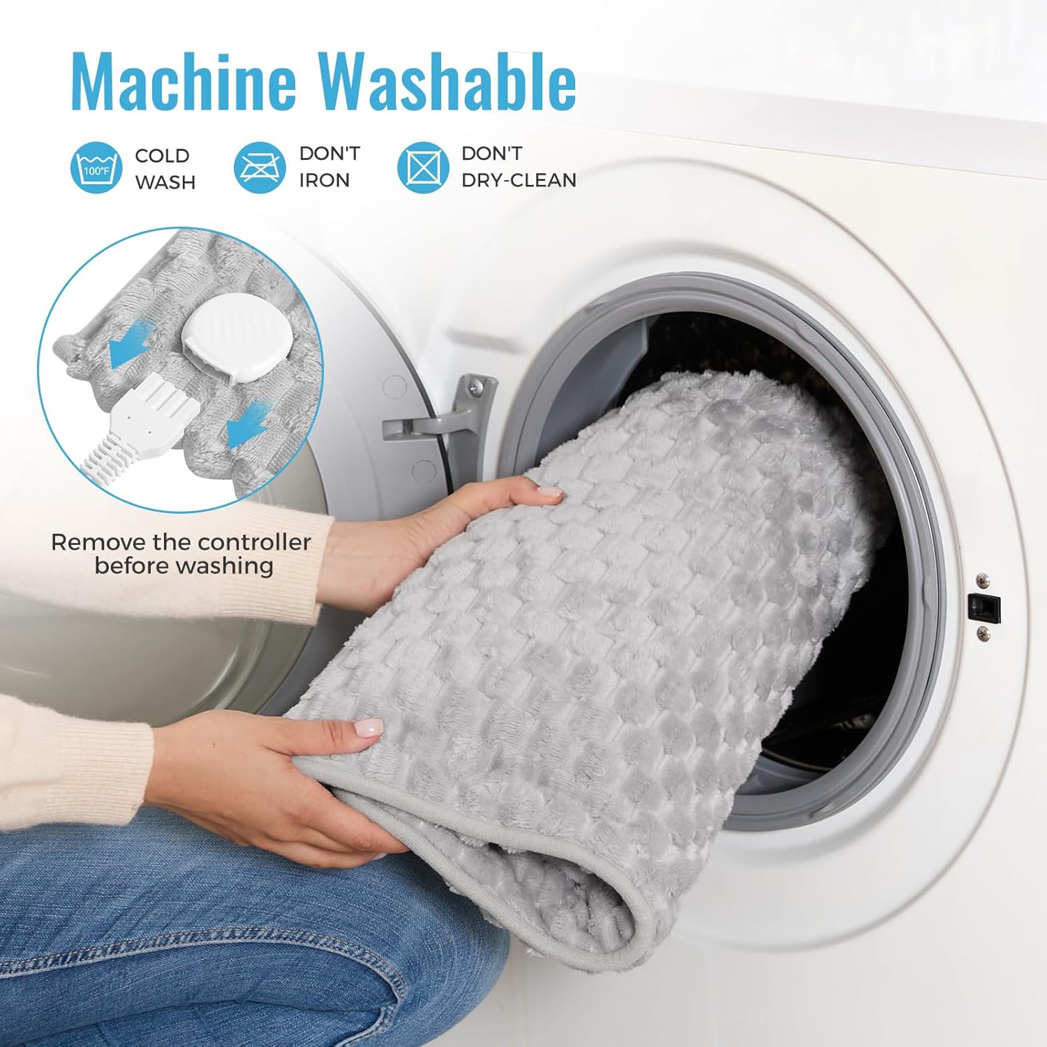 Electric Heated Foot Warmer Soft Flannel Foot Heater with 2h Auto Off & 3 Heat Levels Full Body Use Heating Pad for Feet, Abdomen, Cramps, Pain Relief Pocket Design 16" x 22" Light Grey