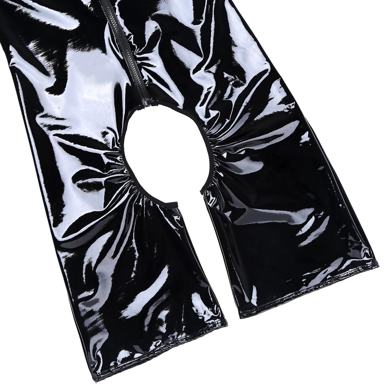 Freebily Homme Erotique Strings sous-vêtements Body Ouvert Zippe Cuir Brillant Extensible Débardeur Bodysuit Jumpsuit Combinaison Leotard Underwear de Nuit Clubwear M-4XL