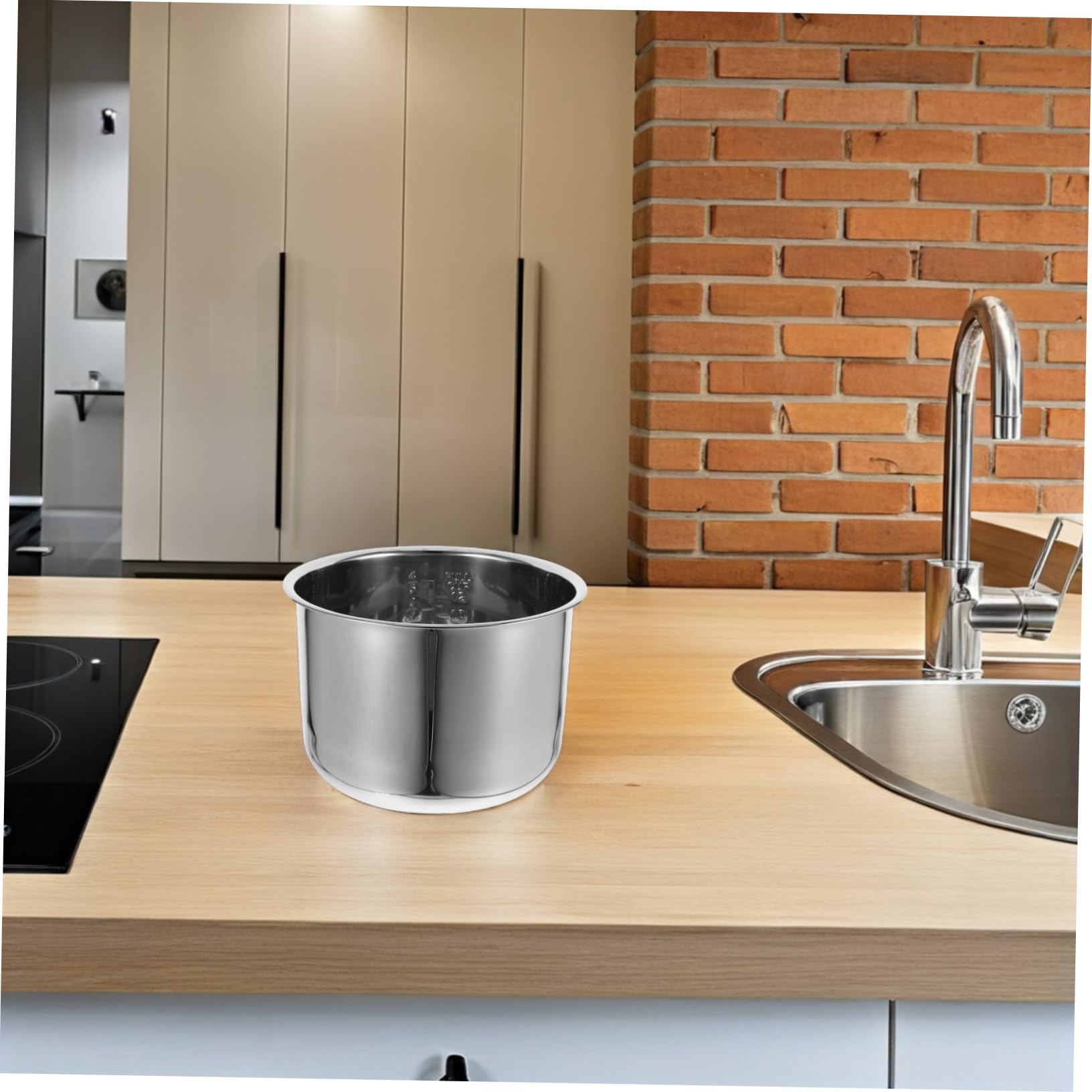 Garneck Cubeta Interior de Acero Inoxidable de 6 litros para Olla Arrocera Distribución Uniforme de Calor, Apta para Uso en Cocina de Tienda y Preparación de Platos Variados