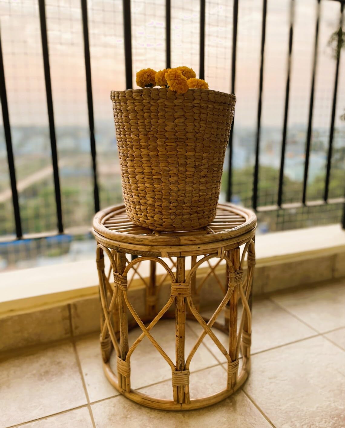 Wicker Assam Cane Stool Table (Moda, Large) : Amazon.in: Home
