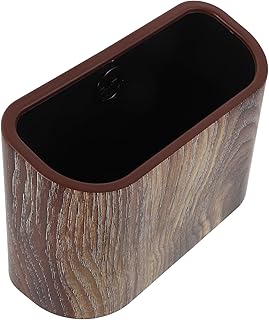 Mini Wall-Mounted Desktop Trash Can Without Lid, Small Plastic Waste Bin with Double-Layer Design, Wood Grain Finish for Office, Hotel, and Study Room Use