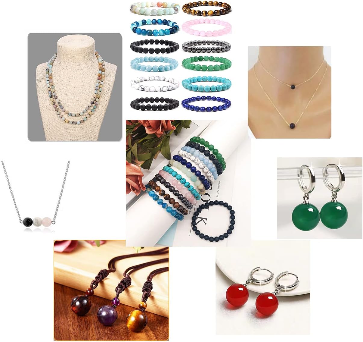 35pcs 10mm Natural Stone Beads Malachite Beads Energy Crystal Healing Power Gemstone for Jewelry Making, DIY Bracelet Necklace Malachite 10mm