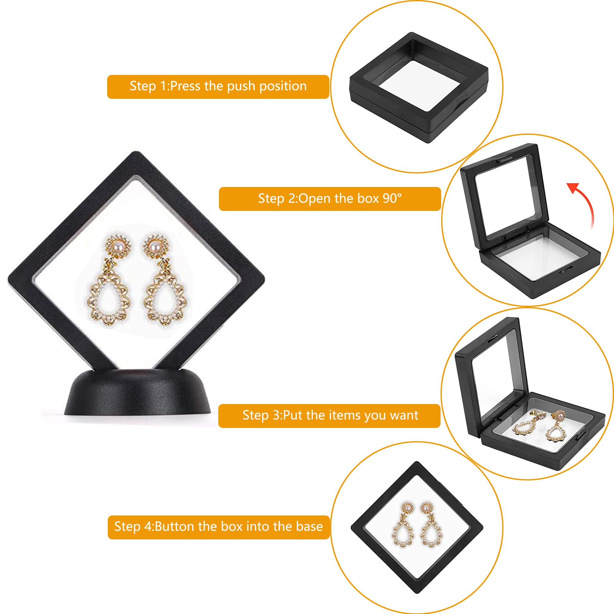 Sekfpnk 4 stuks 3D-zwevende lijsten, 7 x 7 cm zwevende frames voor