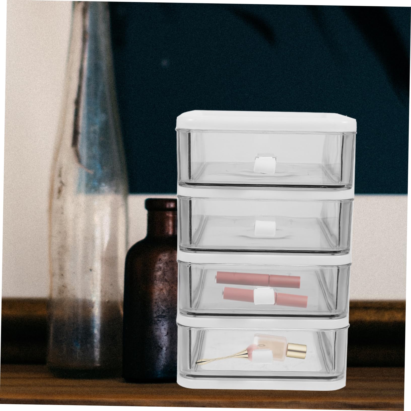 Caja Organizadora de Almacenamiento Blanco de Pp Cajones Pequeños para Oficina y Gadgets, Diseño Simple para Guardar Objetos de Forma Segura y Ordenada