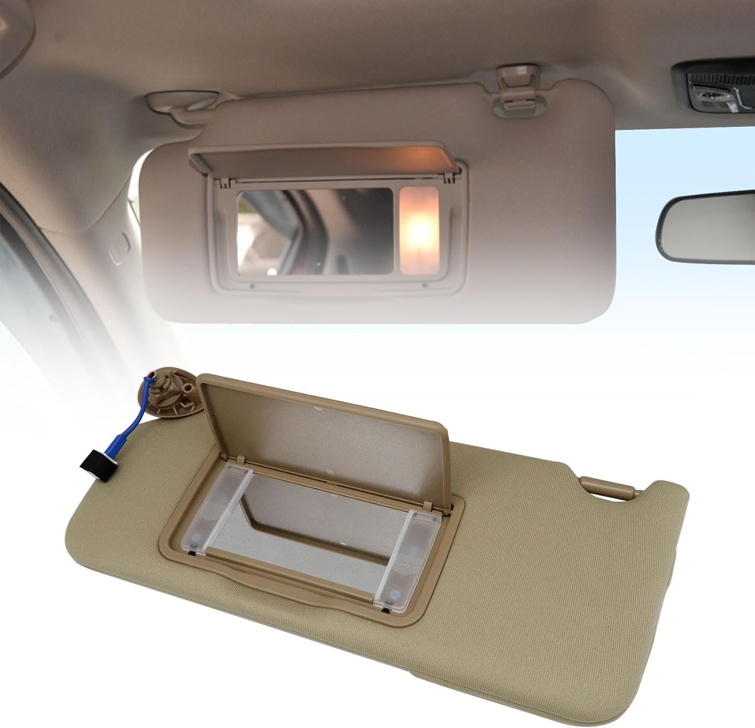 Priprilod Driver Side Sun Visor Ivory Replace 83280-T2F-A52ZA Compatible with Honda Accord 2013 2014 2015 2016 2017