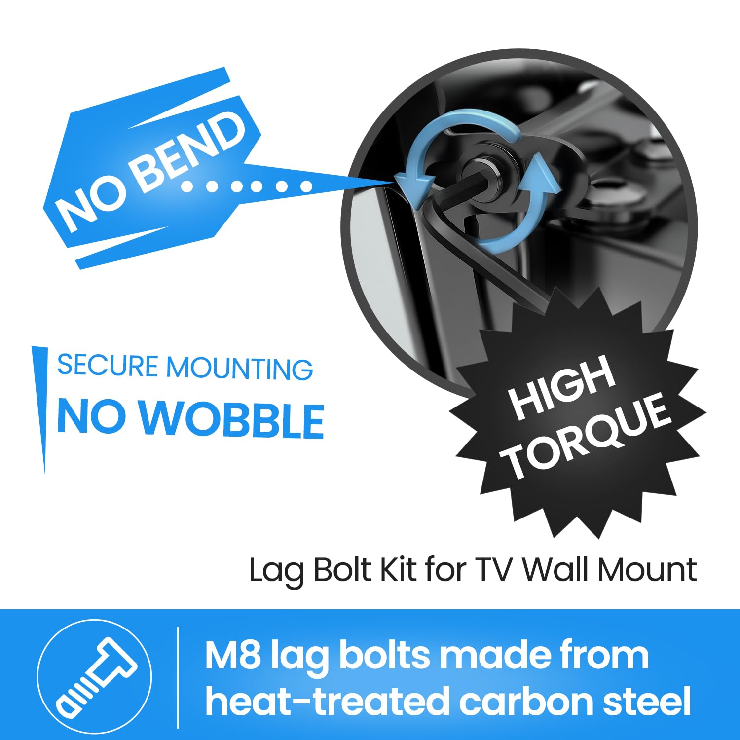 TV Wall Mount Hardware Kit - M8 Bolts & Anchors -3