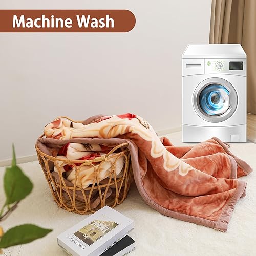 Miniatura 8 de MODUSKYE Mantas de visón, felpa pesada coreana de 7.7 libras, 2 capas, patrón de flores, 78 x 90 pulgadas, mantas gruesas, tamaño Queen, ultra