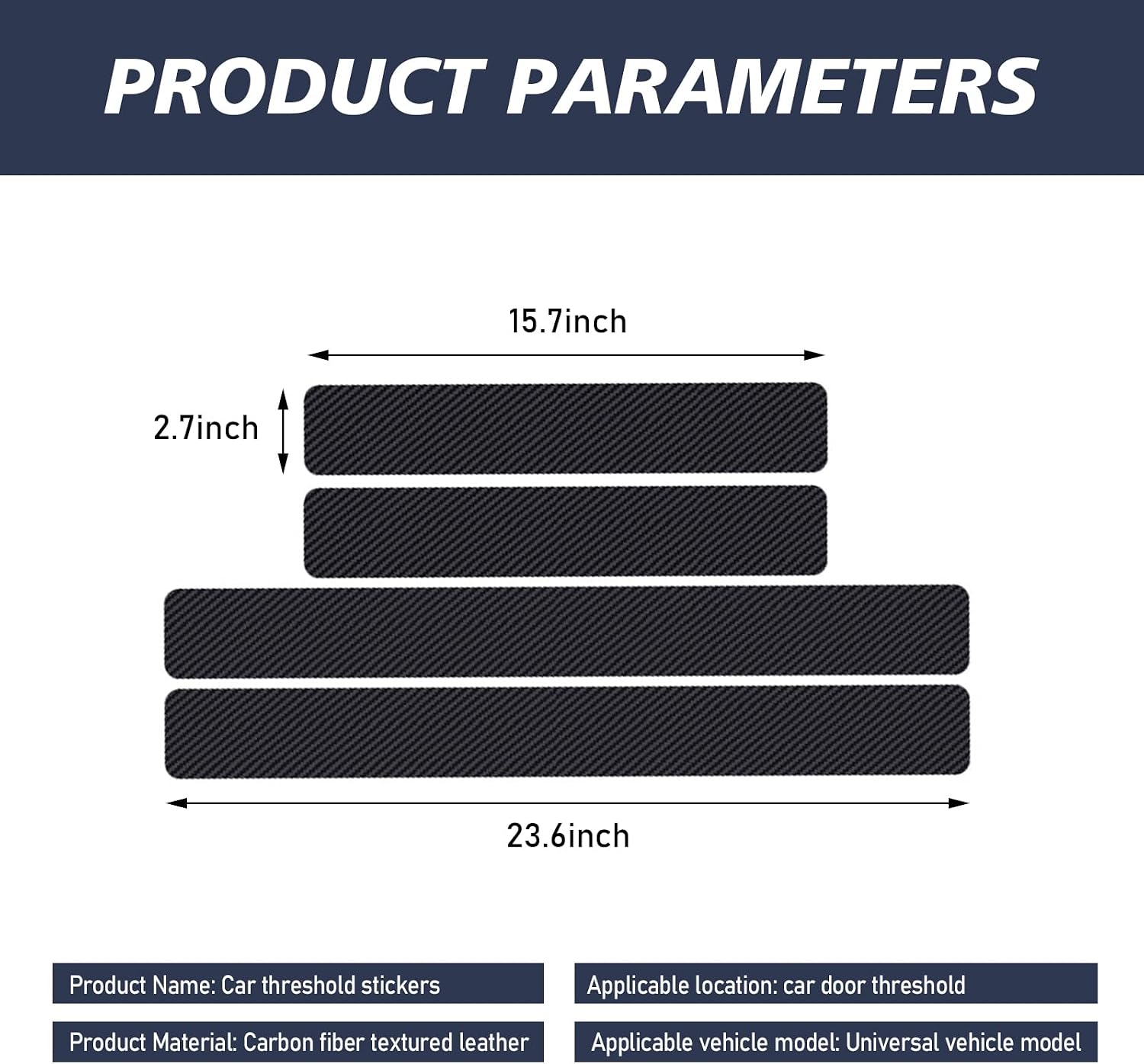 Car Door Sill Protector, 4D Carbon Fiber Flexible Flame Retardant PVC Rubber Plastic Trunk Side Door Threshold Anti Tread Stickers, Car Door Entry Guard Sill Protector for Most Car SUV Truck (Black)