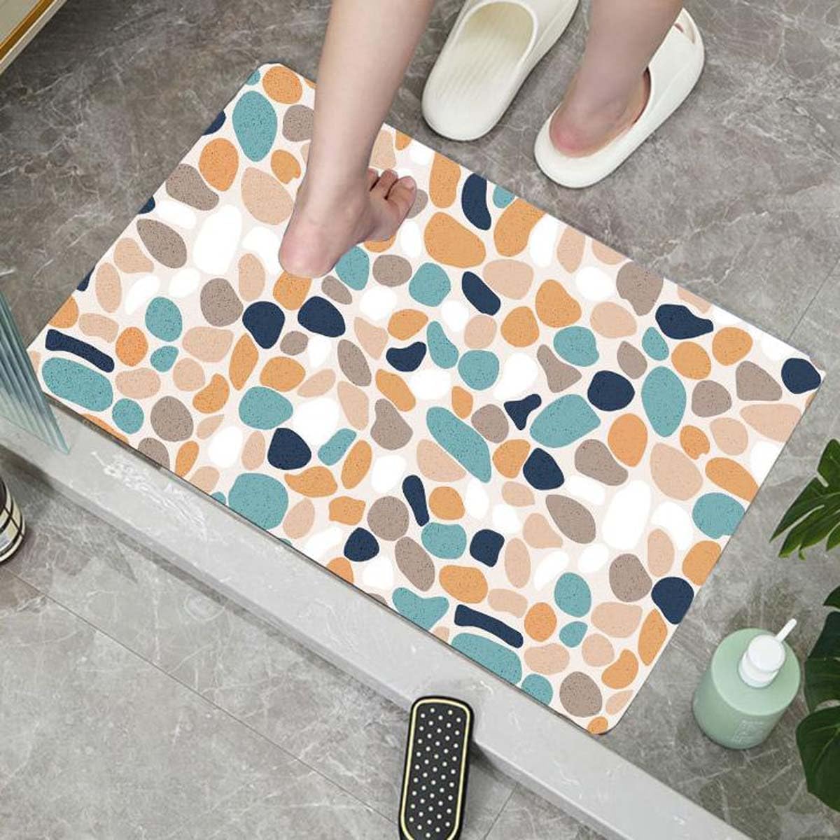 Alfombrilla de ducha antideslizante de lufa para zonas húmedas de baño, alfombrilla de ducha de PVC antimoho, diseño hueco para un mejor drenaje, tamaño grande