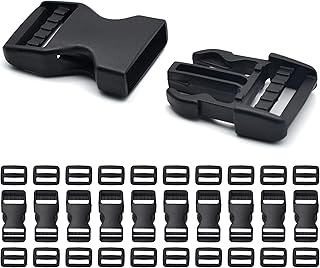 Buckles for Straps 1", Quick Side Release Buckles 10 Set + Tri-glide Slide Clip 20Pcs, Dual Adjustable No Sewing Clips Snaps, Heavy Duty Plastic Replacement Buckles for Nylon Webbing Straps Backpack Fanny Pack Belt Dog Collars