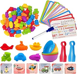 Rainbow Counting Vehicle toys With Matching Sorting Cups Educational Cards Counting Activity Set Montessori Sorting | Pre-School Color Learning Toy For Toddlers
