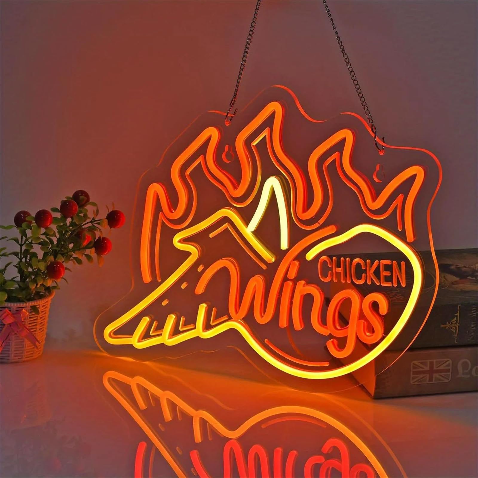 Letrero de neón de ala de Pollo con USB Personalizado Regulable para Colgar en la Pared decoración para Tienda alitas camión Comida rápida Bar Fiesta Restaurante luz de neón led
