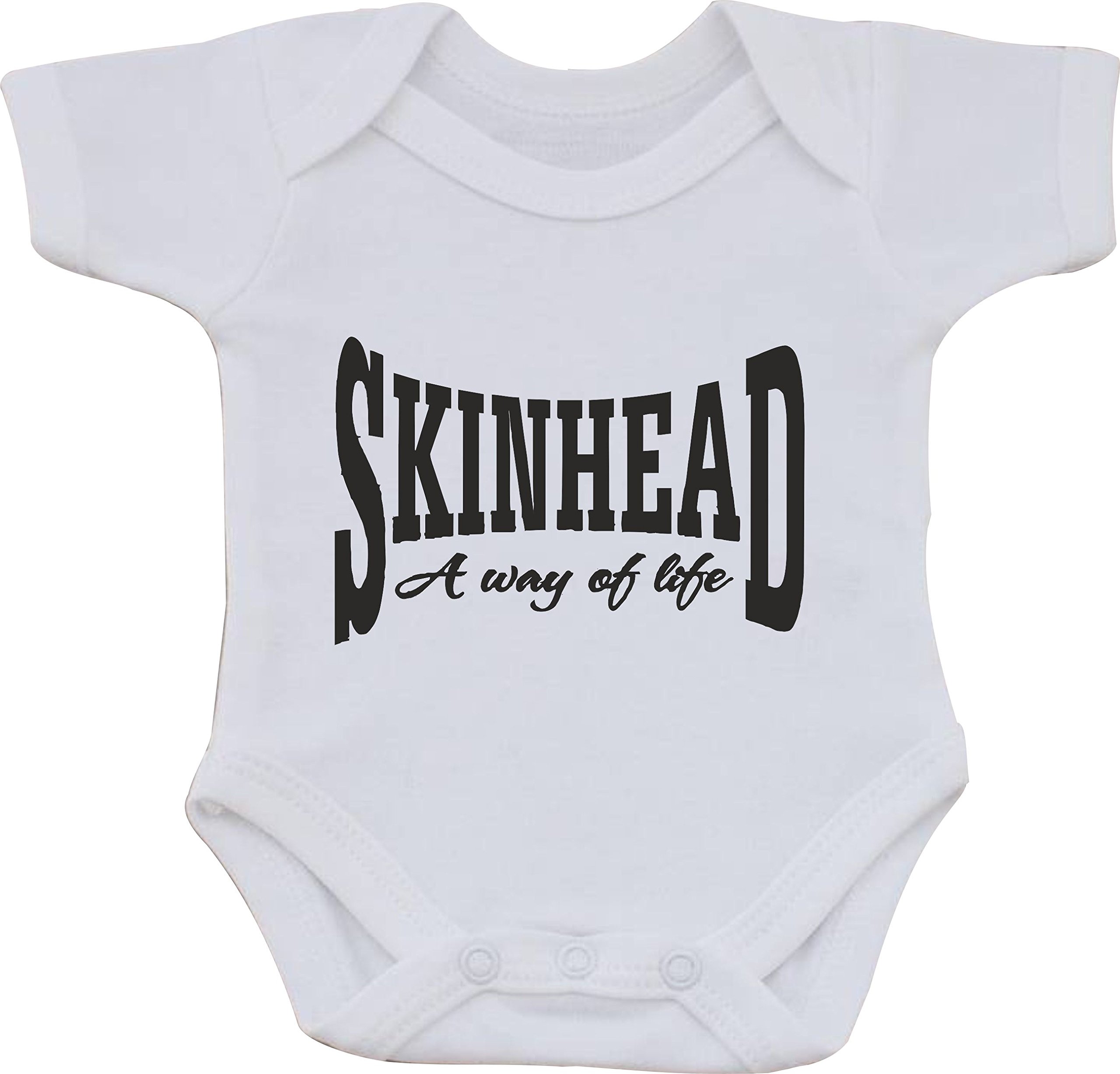 magic moments SKINHEAD A WAY OF LIFE FUNNY HUMOUR COTTON WHITE BABY VEST OR BIB (6 to 9 month vest)