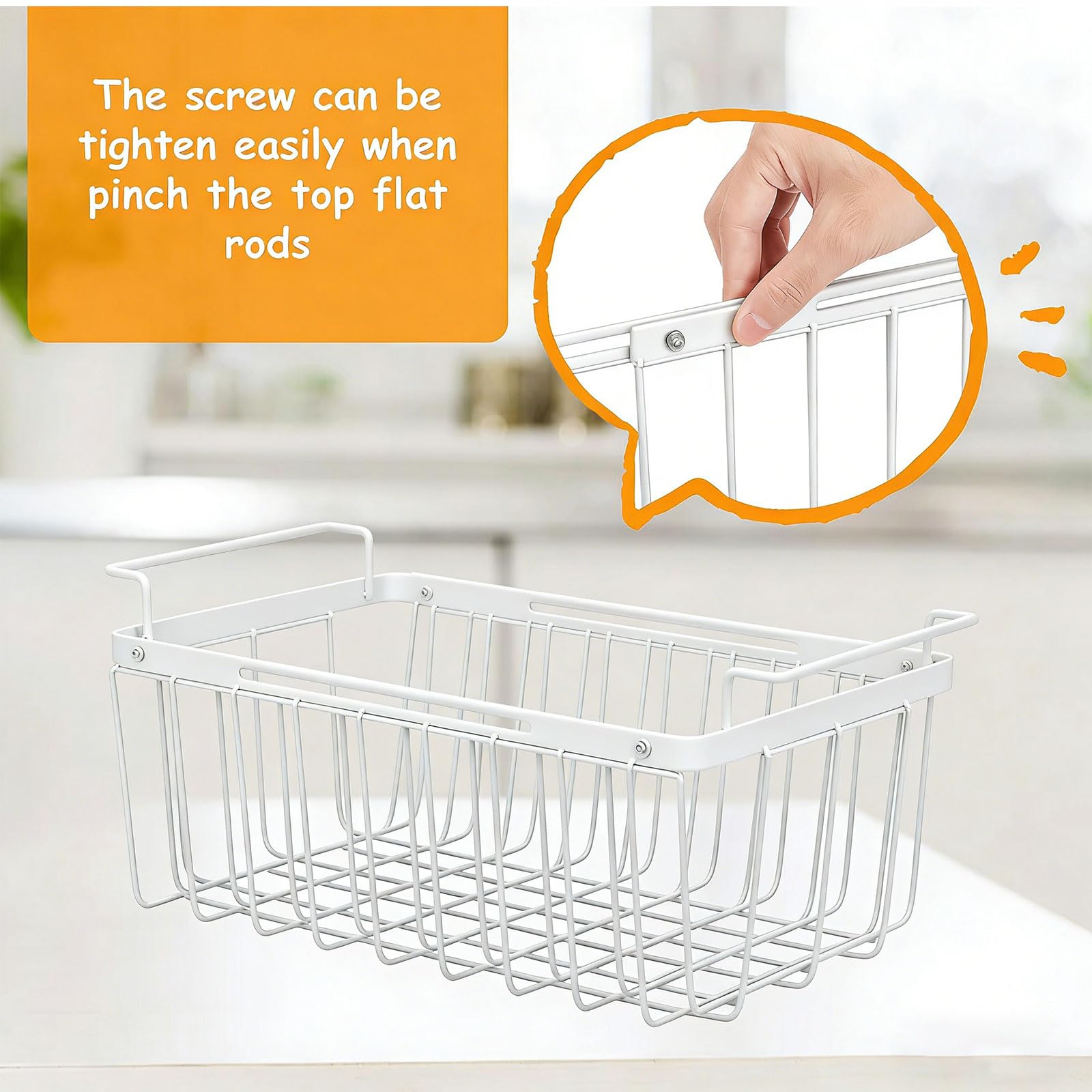 BigKing Organizer für Gefrierschrank, erweiterbar, Länge verstellbar 39-59,5 cm, Korb aus Metalldraht, platzsparender Aufbewahrungskorb (Weiß)