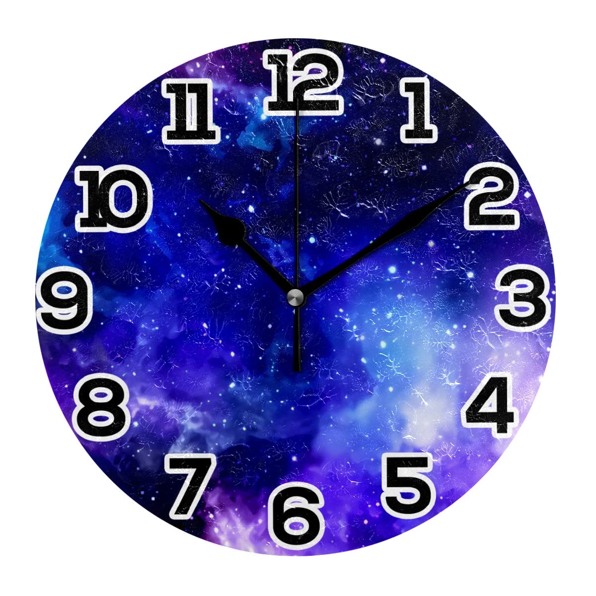 Horloge murale déco pour bureau et maison thème cosmique violet 25,4 cm