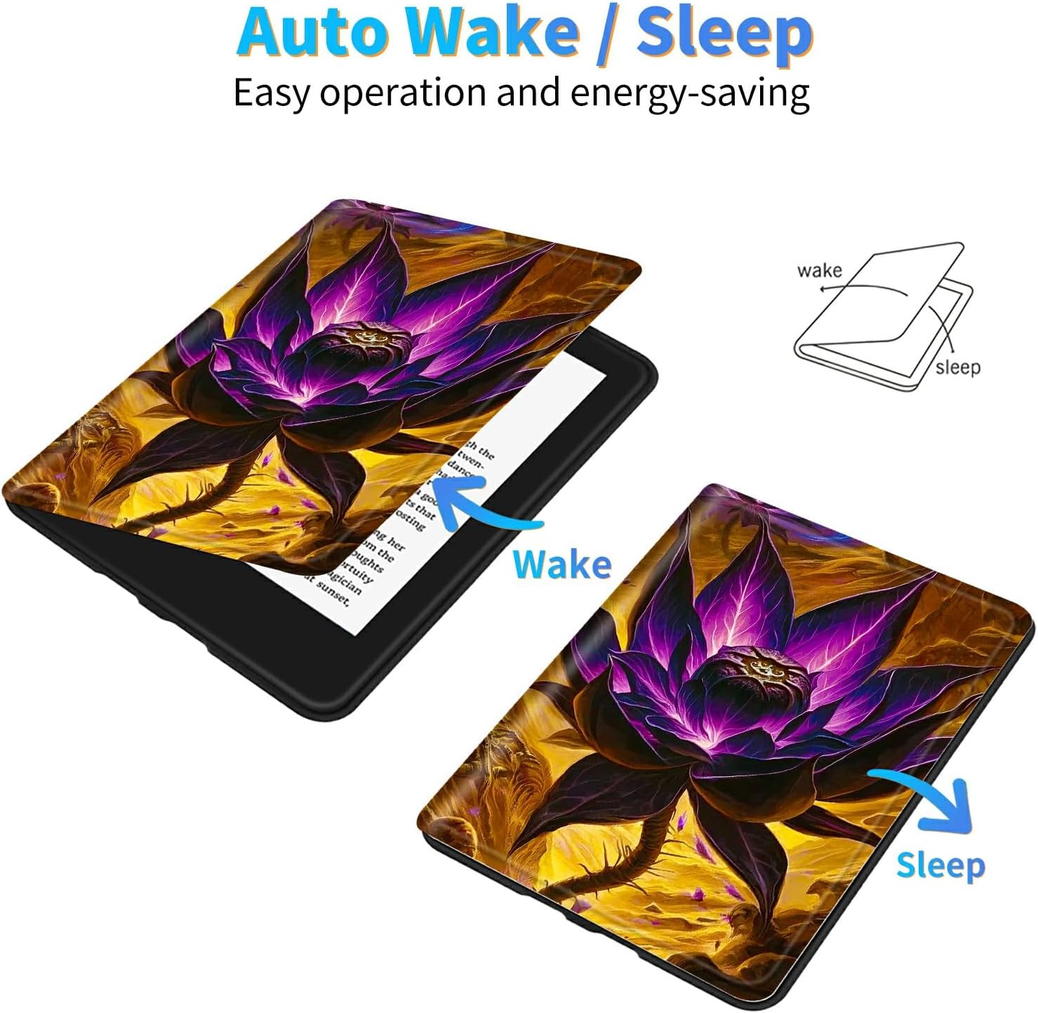 for iPad mini 7 A17 Pro 7th Gen 2024/iPad Mini 6 6th Generation 2021 8.3 Inch Tablet Case, Slim Kickstand Stand Leather Smart Cover with Auto Wake/Sleep, Purple Flaming Lotus Leaf