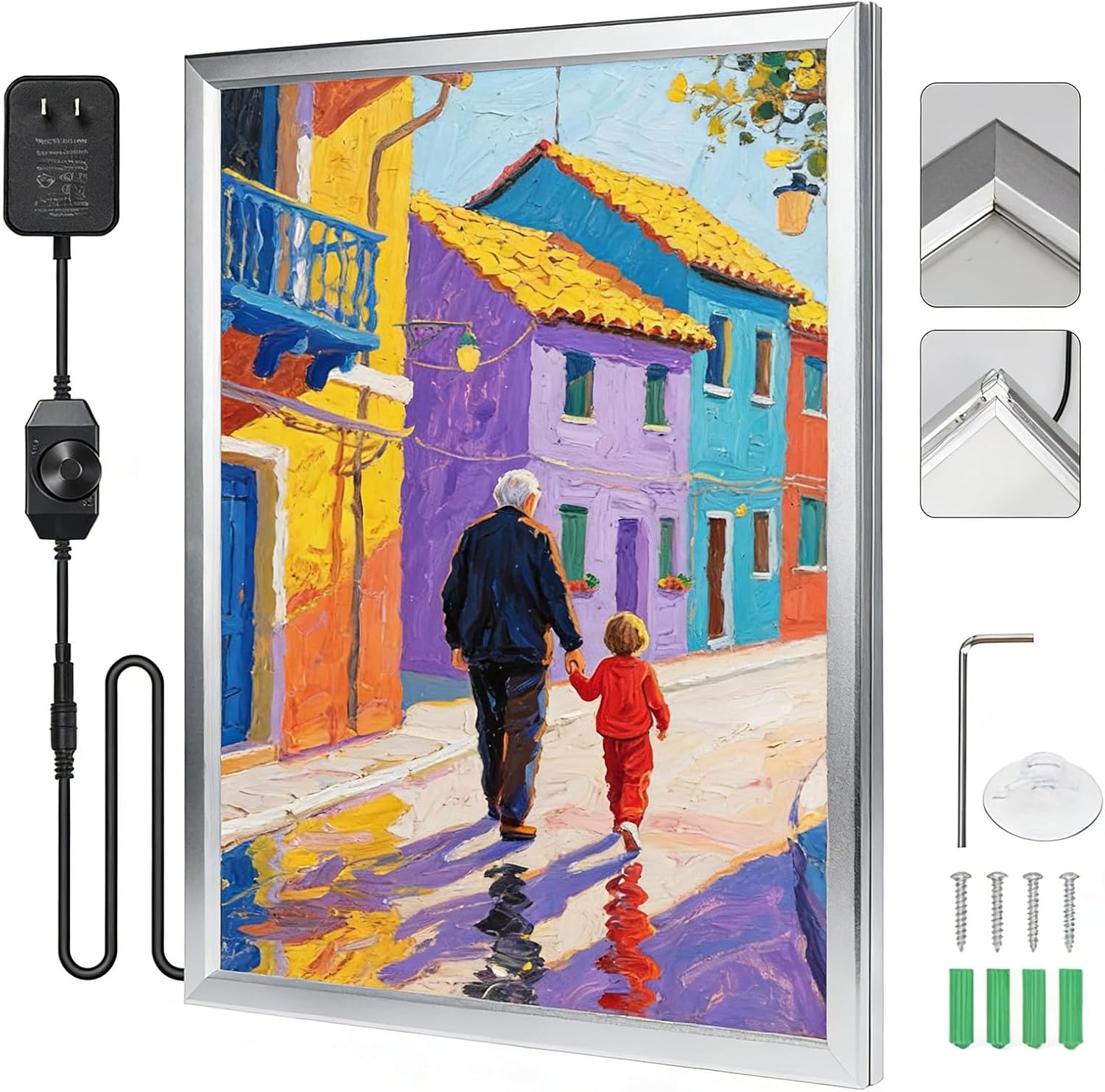 QI XING LED Movie Poster Frame 16x24”,Backlit Picture Light Box with Dimmer,Led Poster Frame Wall Mount Aluminum Movie Led Poster Display for Home Theater,Office,Cinema Decor,Bar Menu Sign
