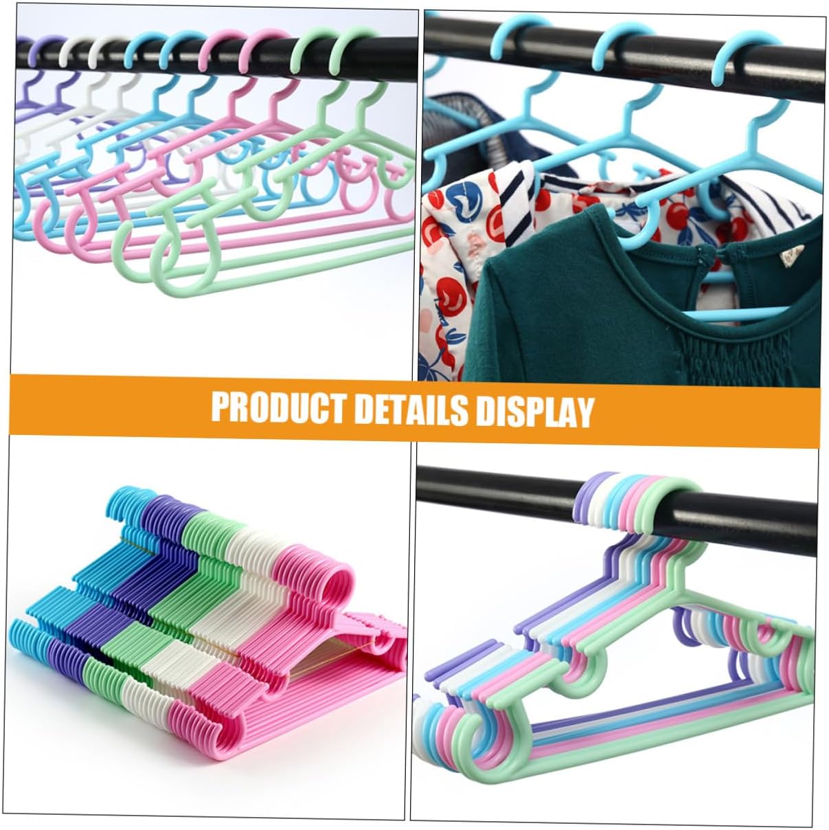 50pcs Plastic Clothes Hangers for Nursery and Bedroom Colorful Coat Hangers for Small Closet Sturdy Non-deforming Organizers for Boys and Wardrobe