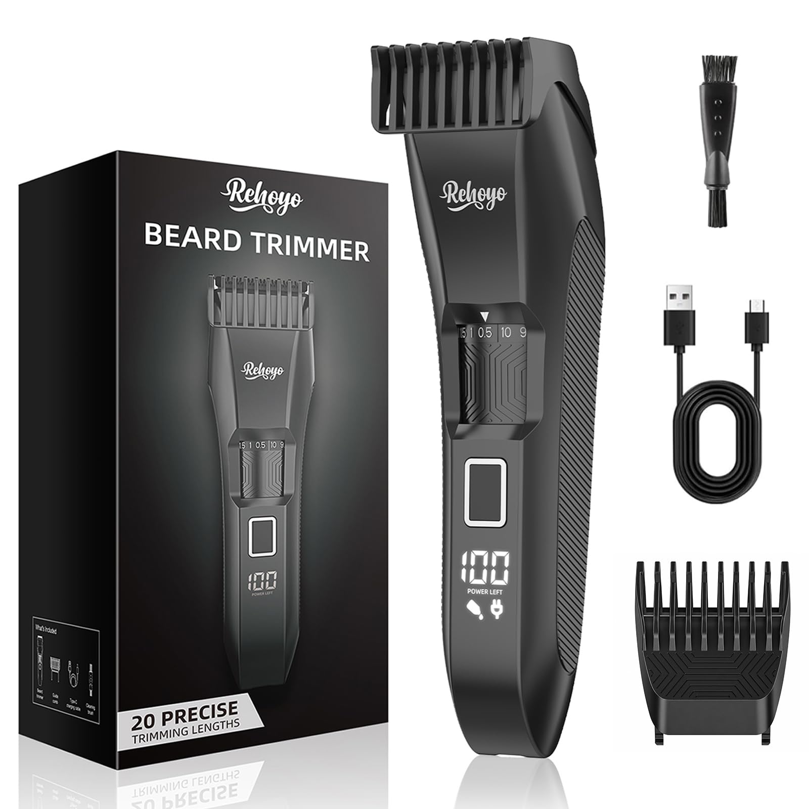REHOYO Beard Trimmer - Cordless & Adjustable -1