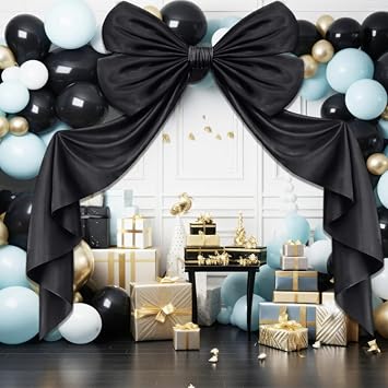 Extra Large Bow Tree Topper for Christmas Tree 70inch Giant Satin Bow Xmas Tree Topper Big Elegant Wreath Decoration for Indoors Outdoors Wedding Holiday Party Decor Black