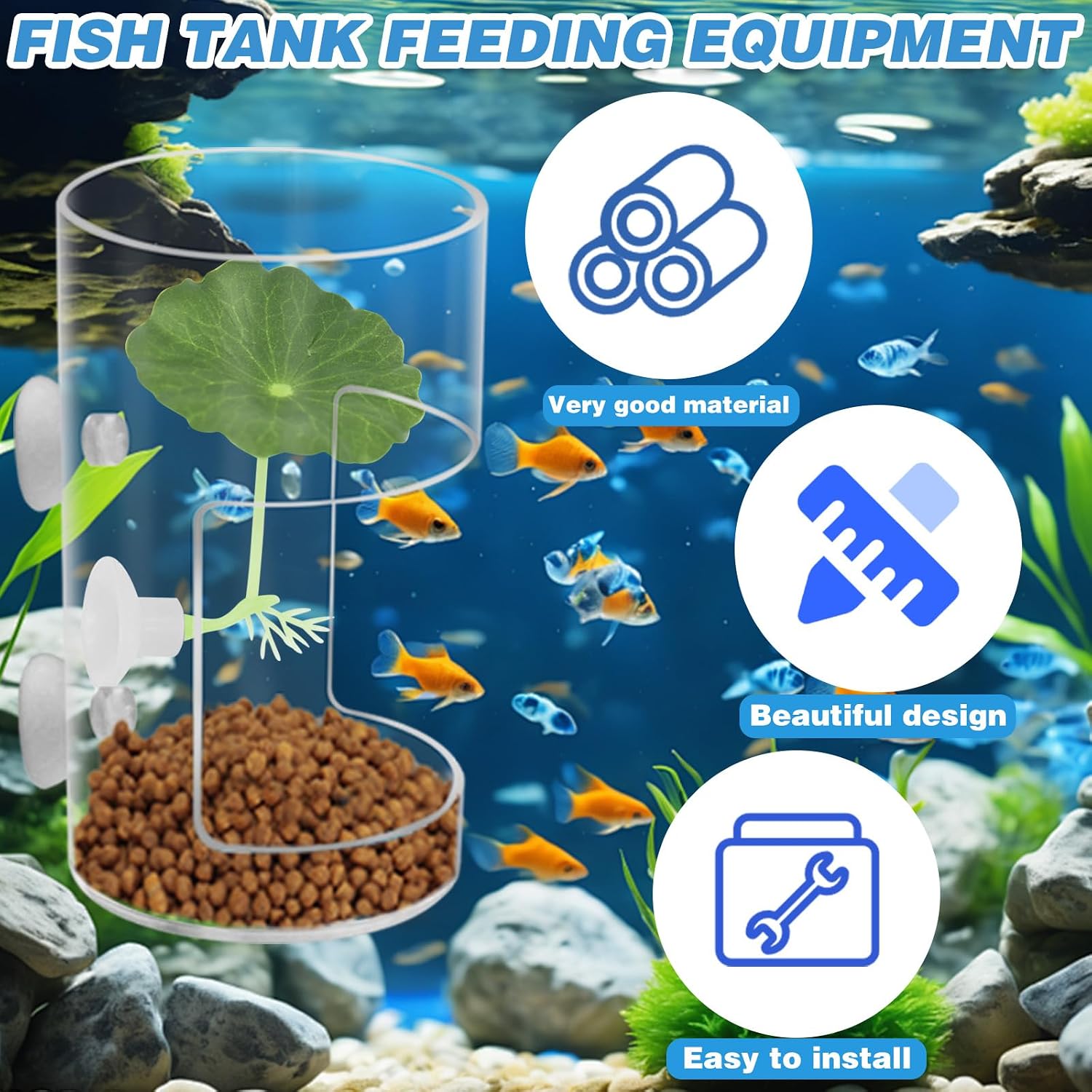 Fish Tank Food Tray with Suction Cups Comes with Two Single-Layer Small Lotus Leaves, Feeding Tube Supplies, Breeder Box for Aquarium, Round Aquariums & Fish Bowls Accessories image 3