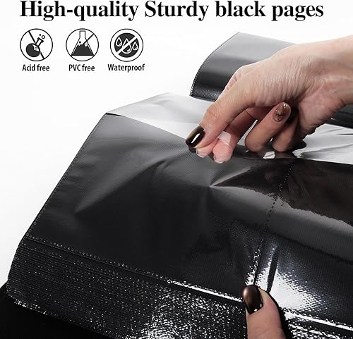 Miniatura 3 de RECUTMS - Álbum de fotos de 4 x 6 pulgadas, 600 bolsillos, páginas interiores negras, piel sintética de grano de botón, para fotos de cumpleaños,