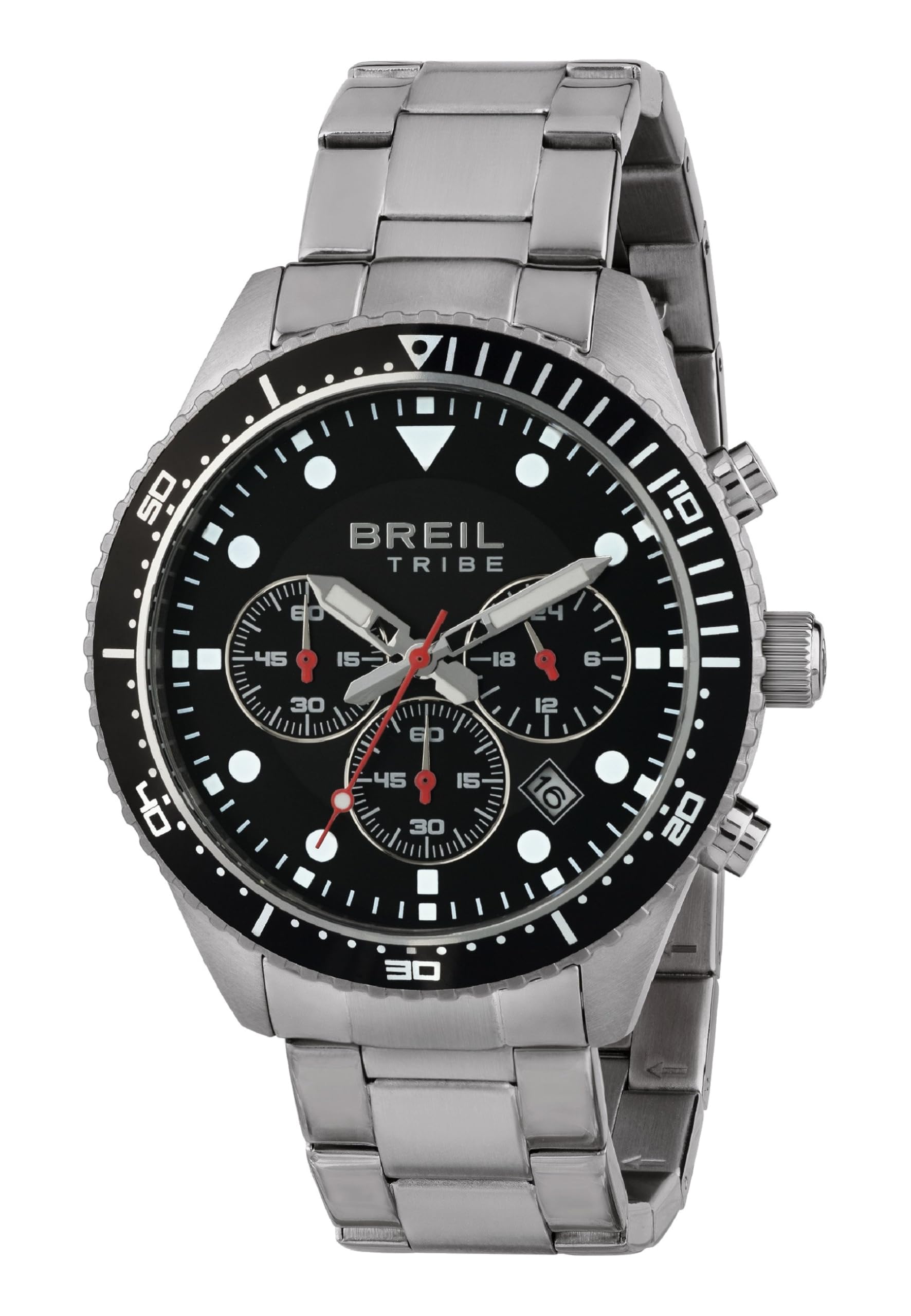 Breil, Collezione Sail, Orologio Uomo, Cronografo in Acciaio, Cassa 28 mm, Quadrante Antracite, Sfere e Indici con Luminous, Chiusura Diver, Resistente all'Acqua fino a 10 Atmosfere