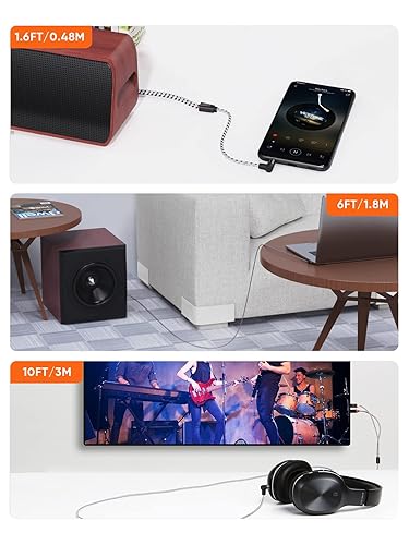 Miniatura 7 de Cable de 0138in a RCA de 10 pies ángulo de creación de cables de 0138in macho a 2RCA macho auxiliar estéreo divisor en Y chapado en oro para