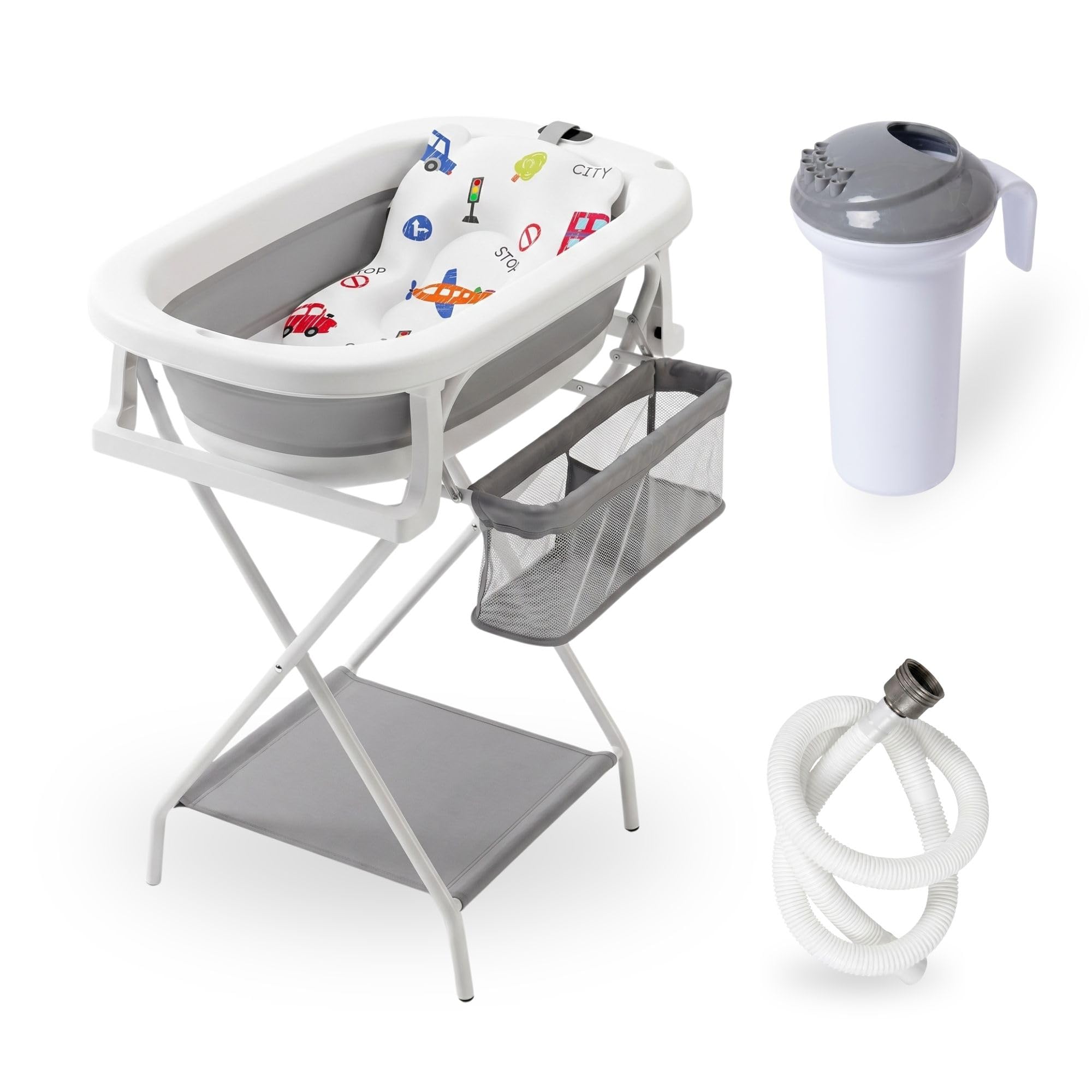 Bañera Bebe Con Patas - Incluye Termómetro Digital + Cojin Ergonómico + Jarra De Baño - Bañera Plegable Bebé - Patas Antideslizantes - Banheira Bebe Con Soporte - Ver Instrucciones Montaje