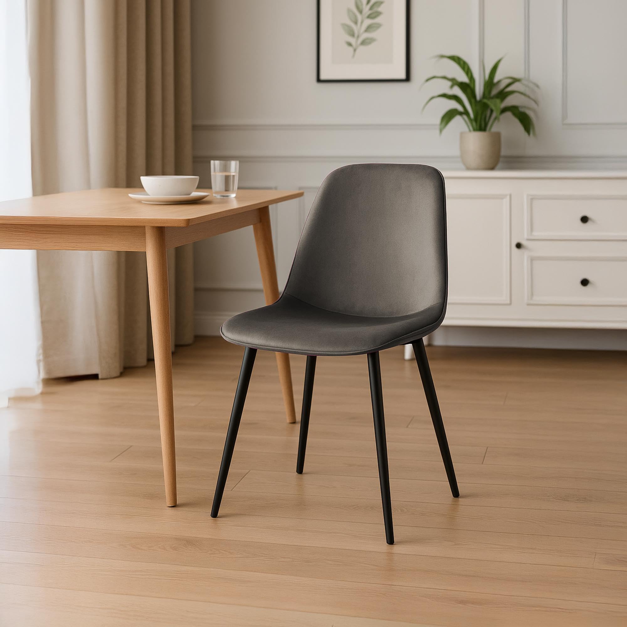 CLP Sedia da pranzo set di 4 imbottita Maryam, cucina, soggiorno e camera da letto con schienale, capacità 150 kg Colore:antracite;Materiale:Velluto