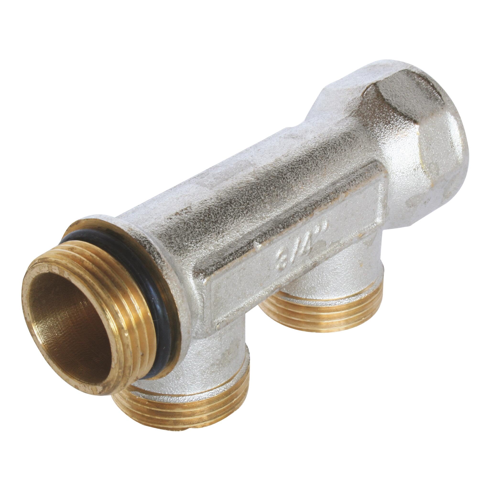 Somather For You 3383950000823 SOMATHERM for You Sanitary Collector, Nickel-Plated Brass, Female 20/27, Self-Sealing and Aligned 2 Splitters, Male 3/4 Ek, Grey