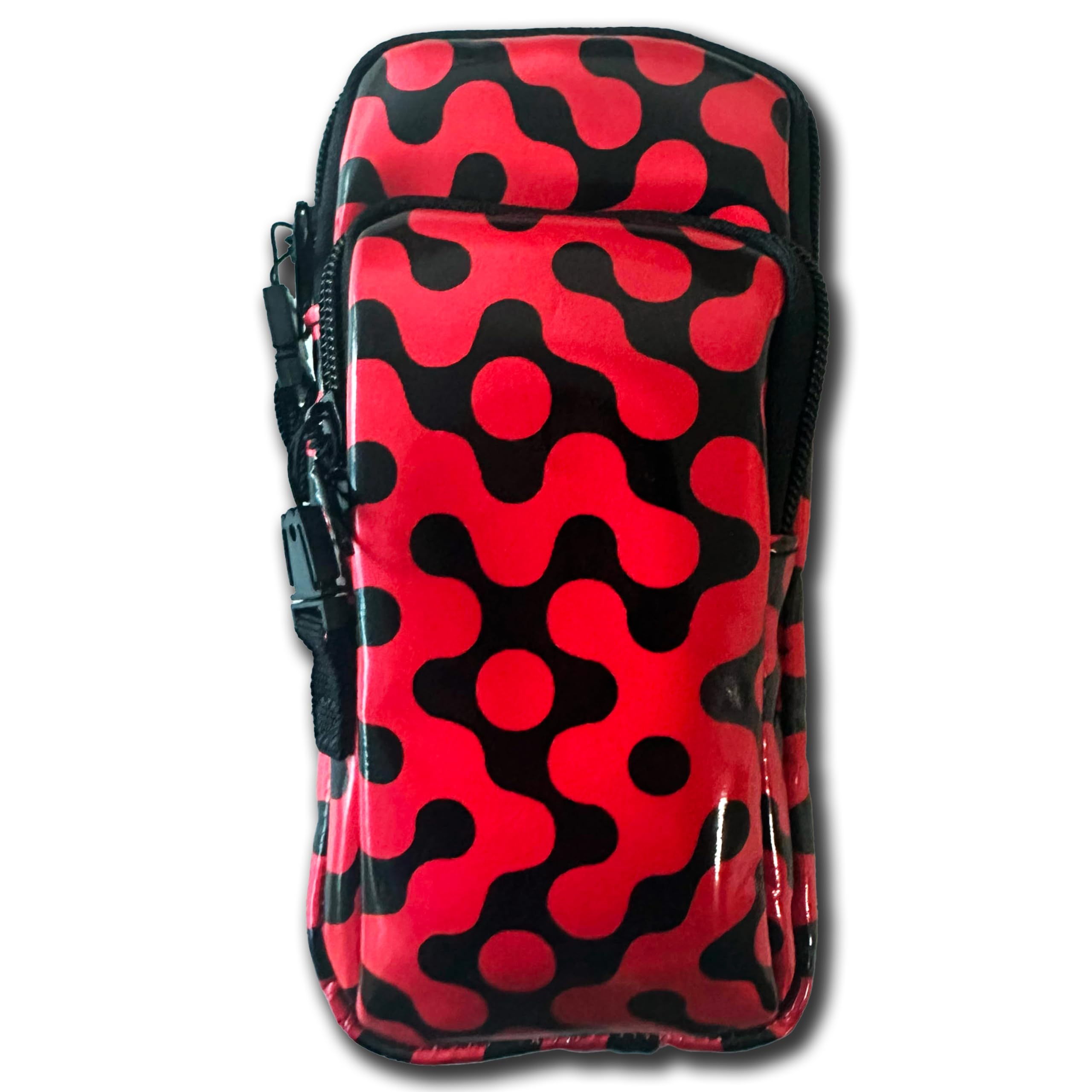 RaveVault Anti-Theft Rave Cell Phone Bag with Locking Zippers, Hidden Pocket – Perfect Phone Pouch for Ravers and Festival Go-ers (RED RaveVault Solo)