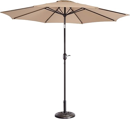 Sombrilla de patio al aire libre de 9 pies, color beige Beige,Marrón,Verde bosque,Gris,Rojo -,Verde,https://www.amazon.com/dp/undefined