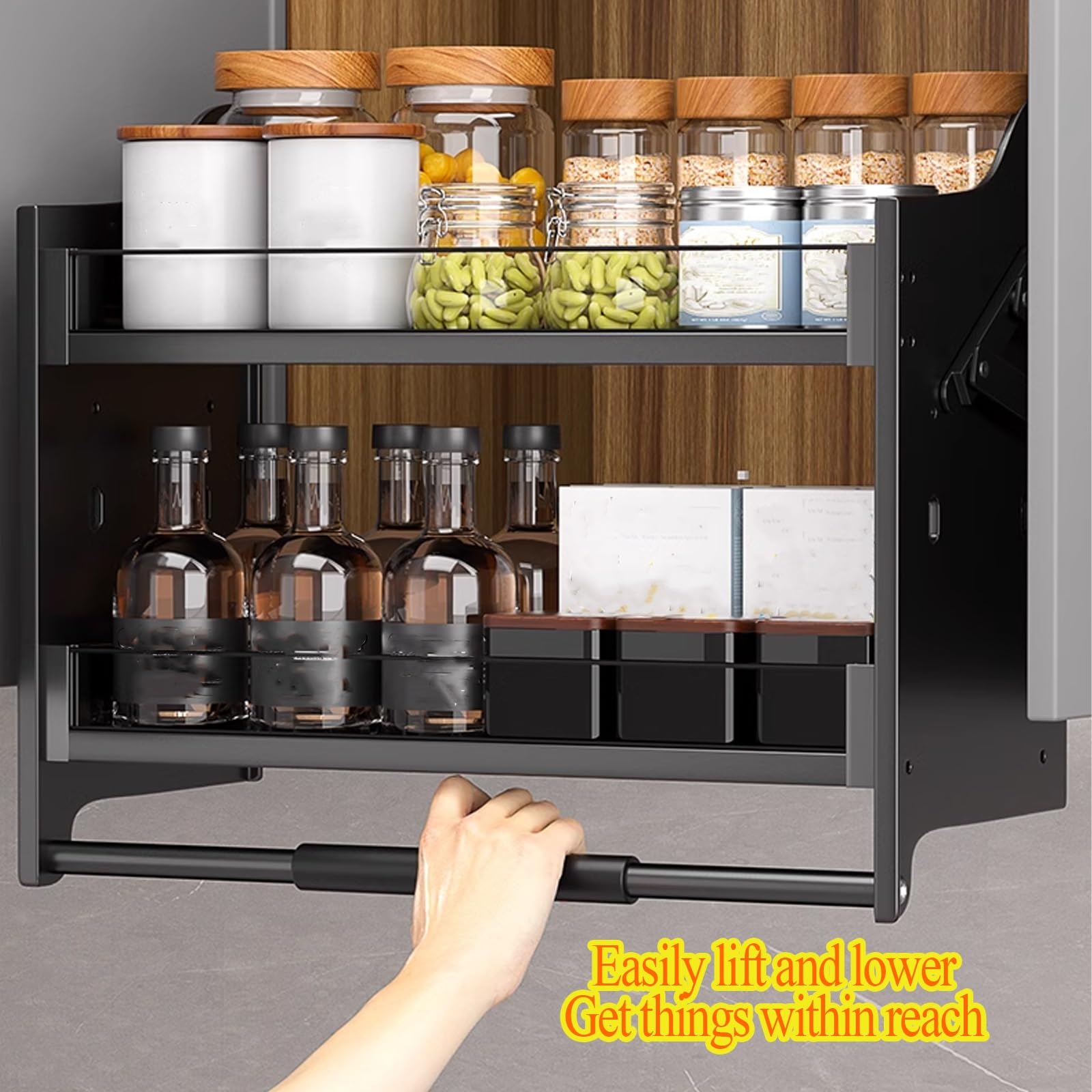 Amazon｜昇降式吊戸棚 ダウンキャビネット 吊り戸棚 収納