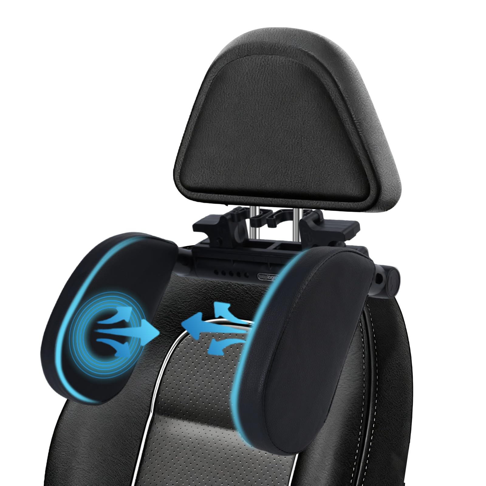 Alaoo Opfstütze Auto Kinder, Einziehbare Abnehmbare Nackenstütze 360 °Rotation Verstellbarem Auto Kopfstütze, Autositz Seitliches Kopfstützkissen für Erwachsene Kinder beim Fahren oder Reisen im Auto