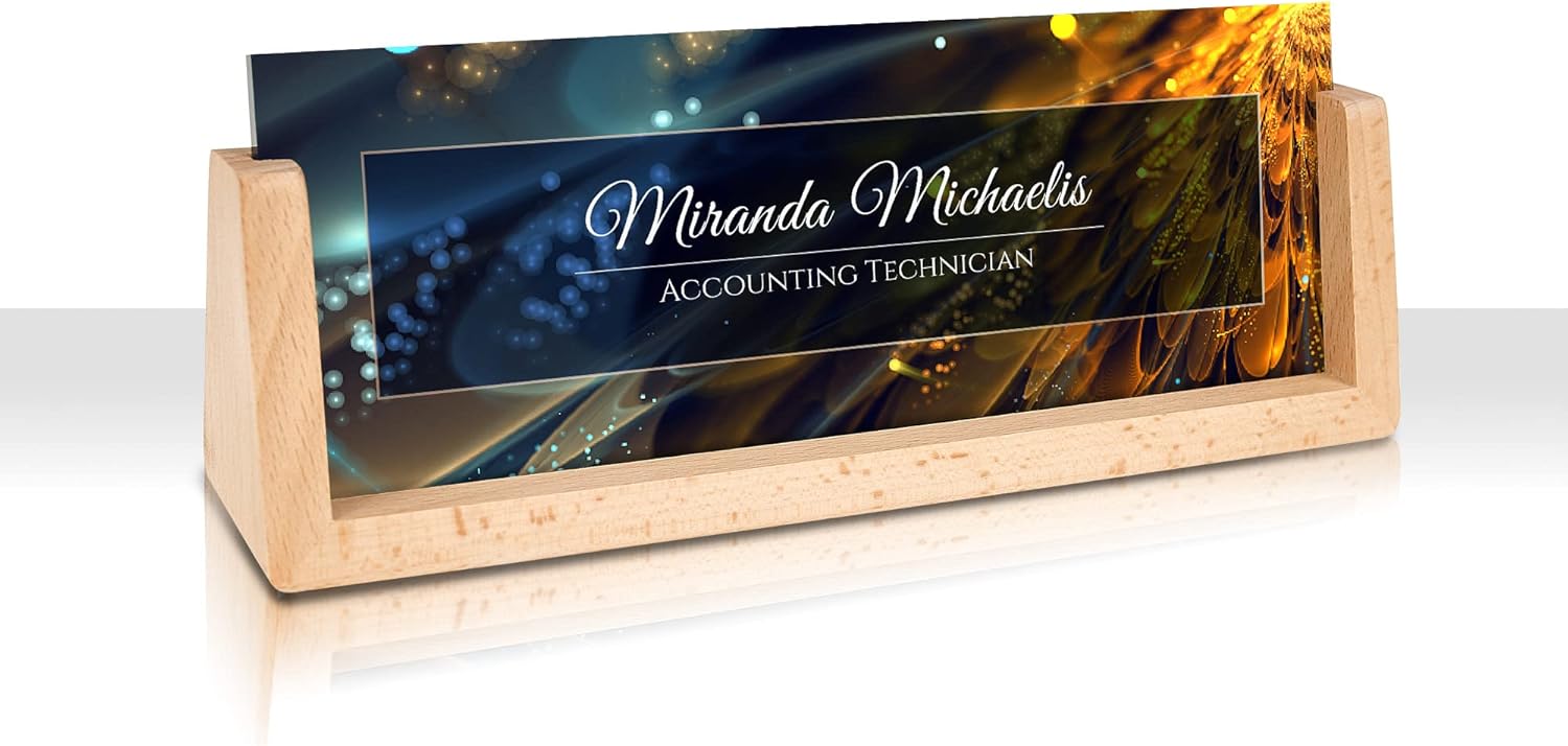 Name Plate for Desk Personalized Desk Name Plate Custom Acrylic Desk Name Plate with Maple Wooden Base Office Desk Decor Nameplate Unique Gift