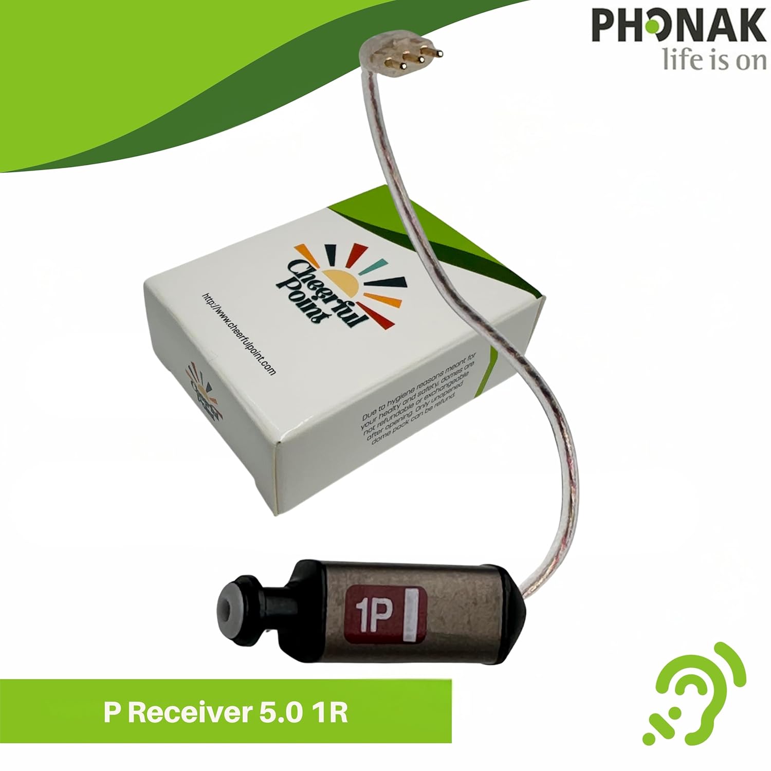 Phonak 5.0 Receiver – P Size – Level 1 – Right Ear (R) – (054-1221) – Compatible with Lumity, Paradise, Marvel RIC Hearing Aids – Original Phonak Replacement