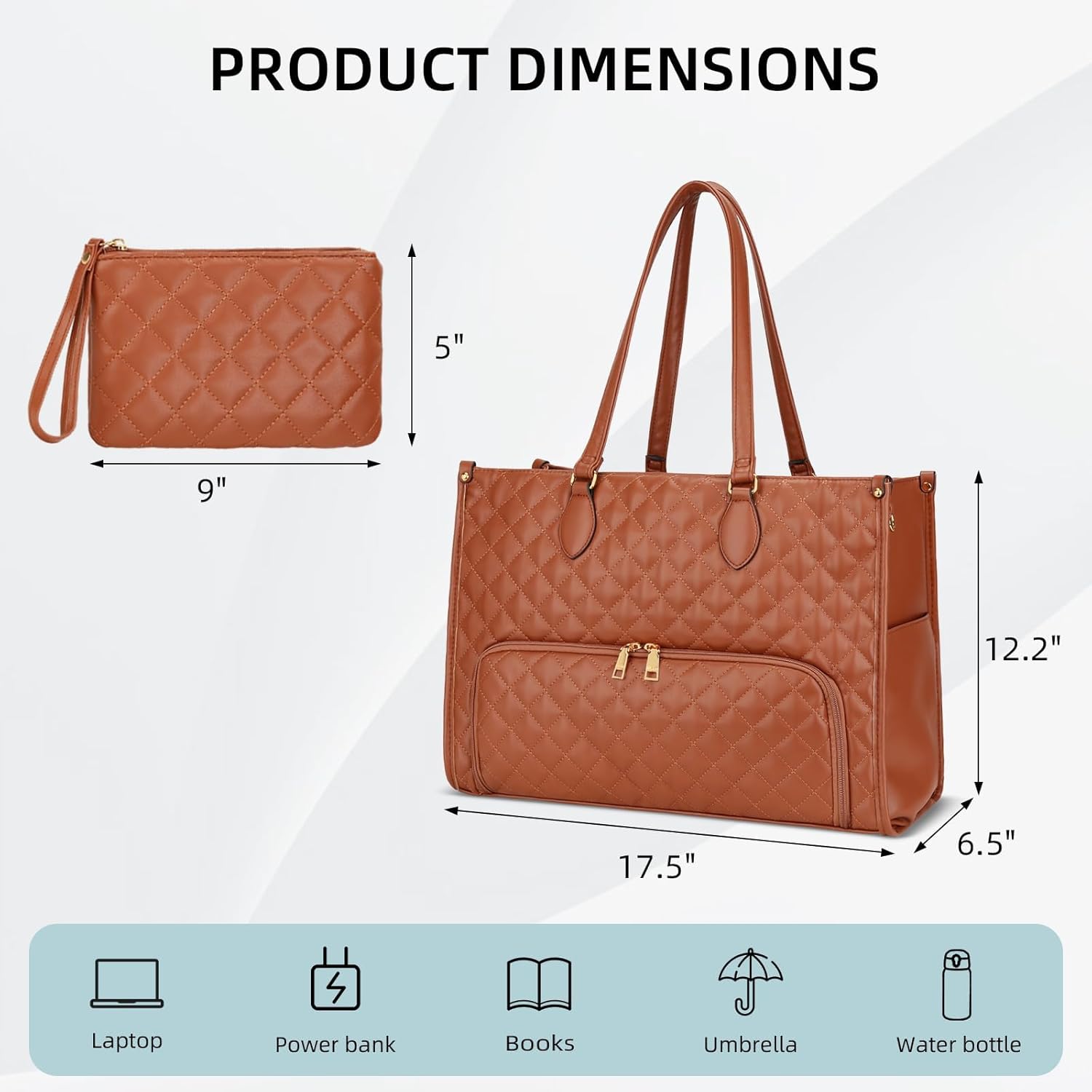 KKXIU Lunch Tote Bag for Women - 15.6" Laptop Bag with Insulated Lunch Compartment, Quilted Lunch Tote Purse - Image 2