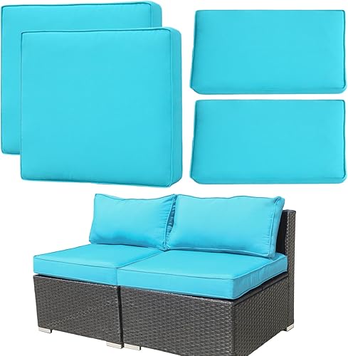 Miniatura 8 de Fundas de cojín de repuesto para patio, fundas de cojín de asiento de patio, fundas de repuesto lavables, 2 fundas de cojín de asiento, 2 fundas de