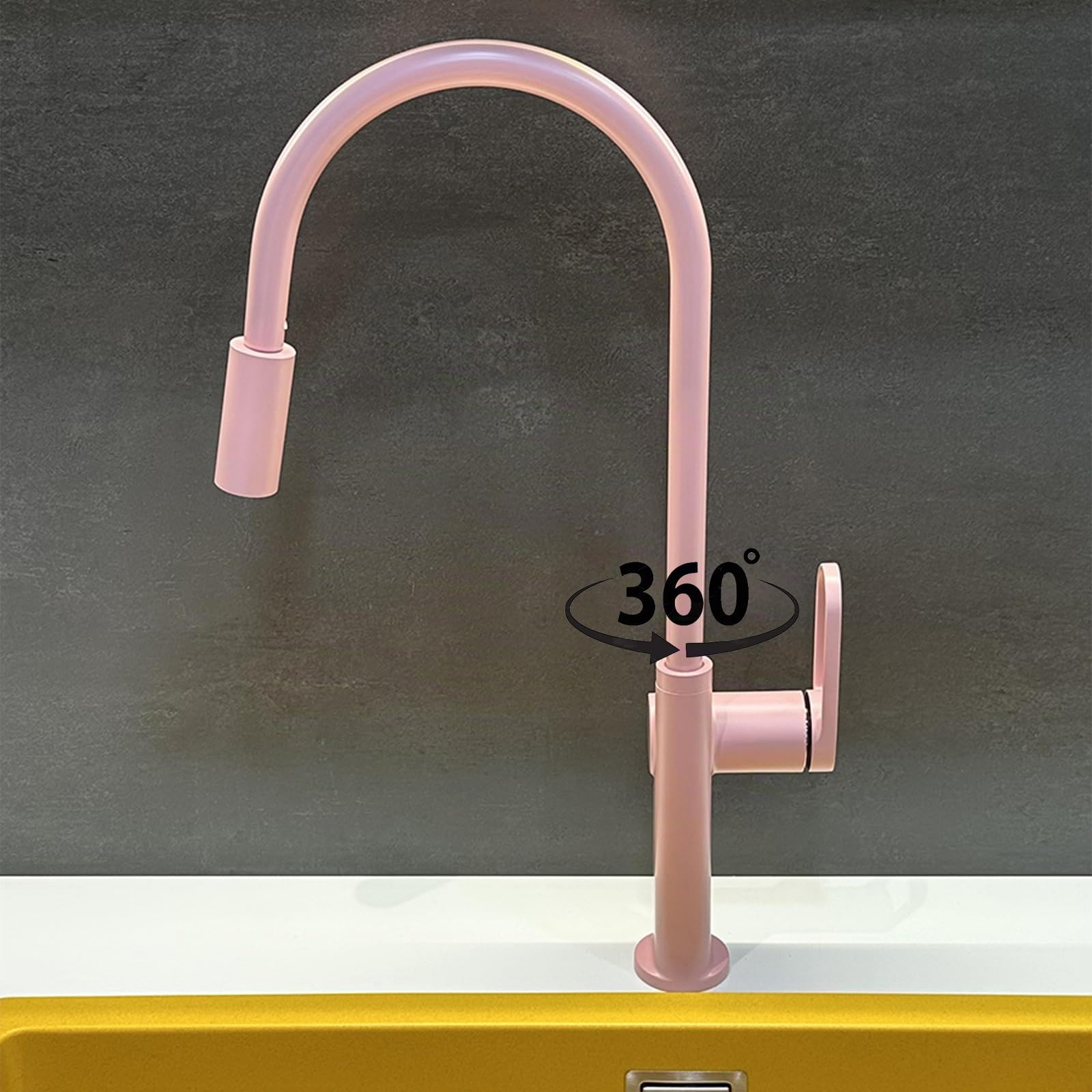 Grifo Cocina, Grifo Cocina Fregadero, Con Ducha De 2 Modos Mezclador Extraíble, Giratorio 360 Grados, Fria Y Caliente Grifo Monomando Lavabo, Fácil Instalación (Pink) | Mezclador monomando fregadero con dispensador extraíble, y giratorio a 360°, ajustable