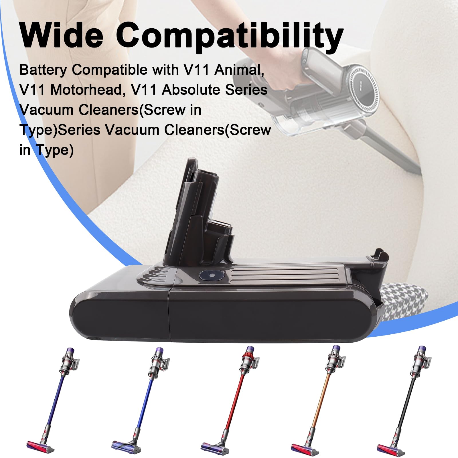 Batteria aggiornata MXJFYY 25,2 V 3900 mAh V11 SV14 compatibile con Dyson V11 (tipo a vite) SV14 Absolute Complete Fluffy Aspirapolvere senza fili con coperchio (non per lo stile a pulsante)