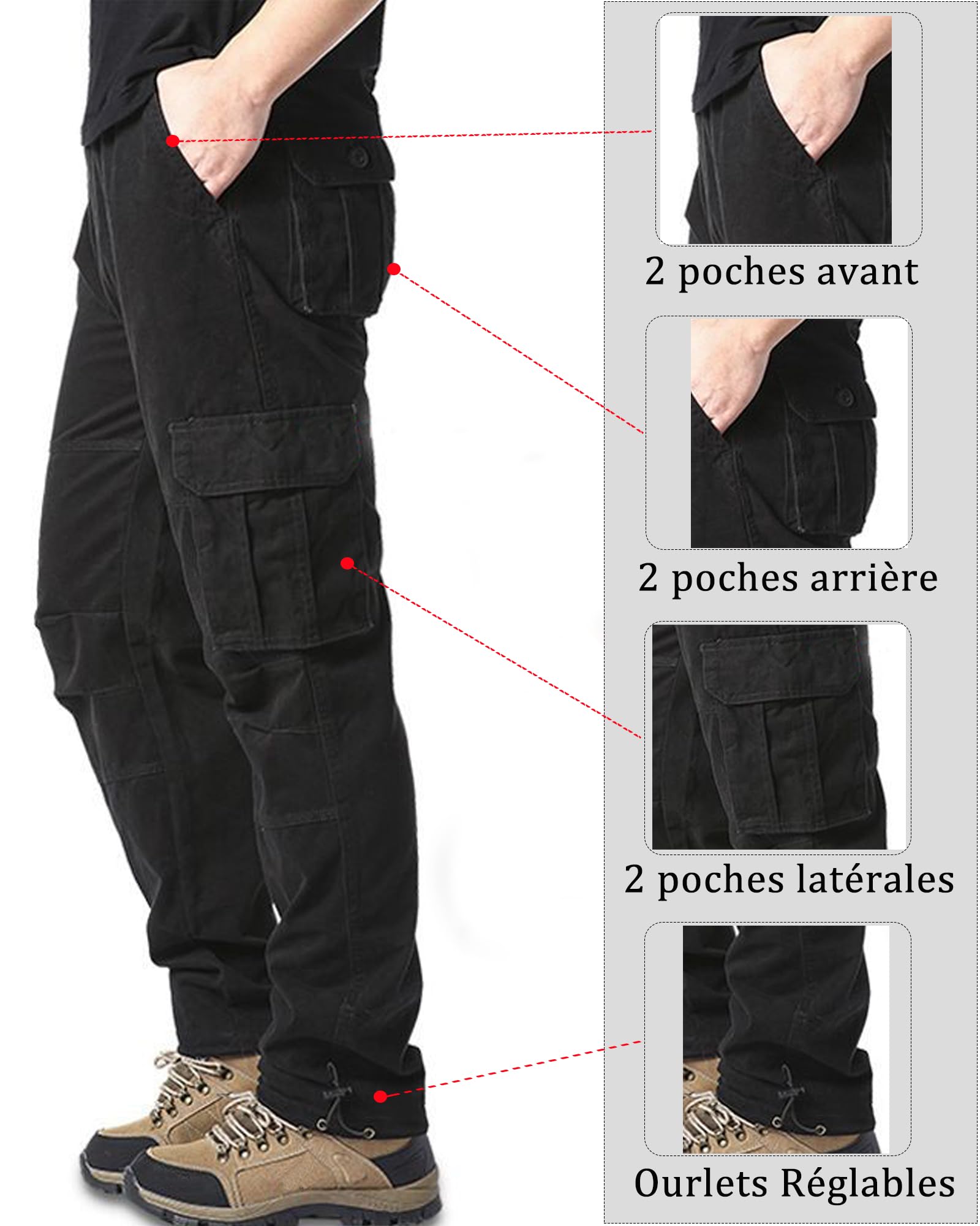 Pantalon Cargo Homme De Travail avec Plusieurs Poches avec Ceinture élastique